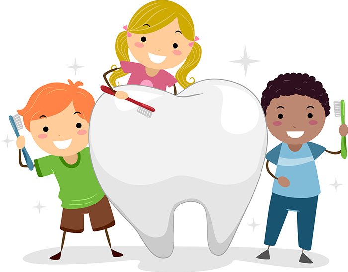 Illustration of Kids Brushing a Tooth